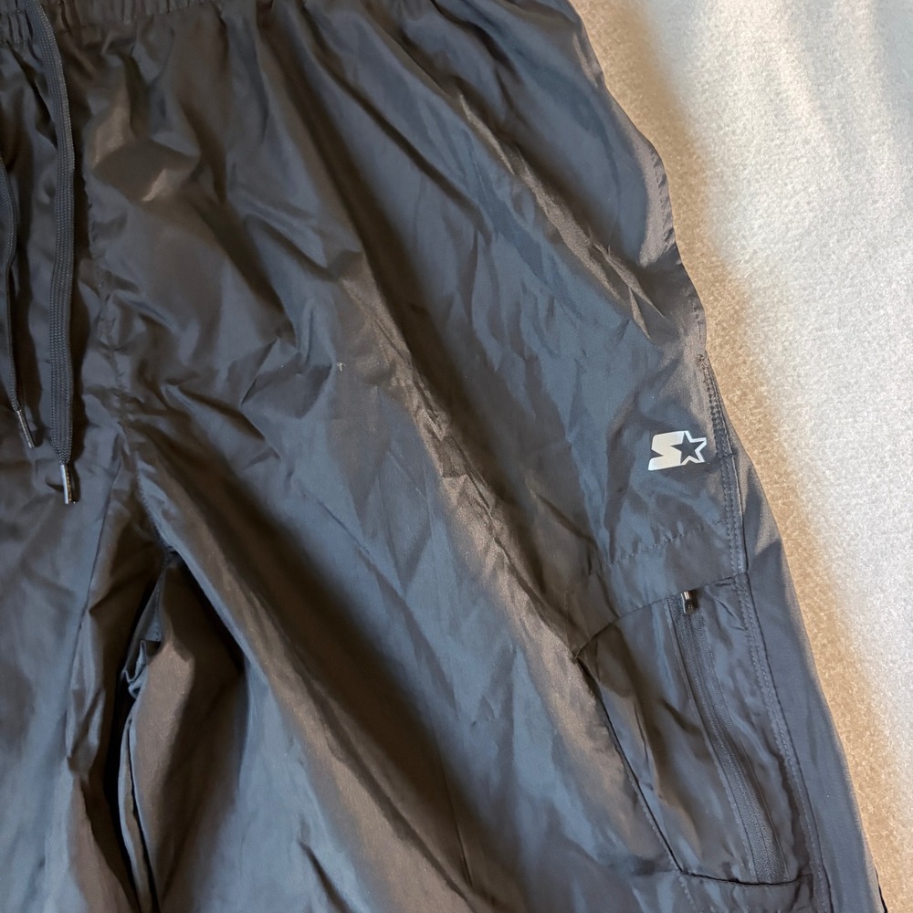 Starter Mens Black Track Pants Athletic Windbreaker Mesh Lined Size L NWT - Picture 5 of 9